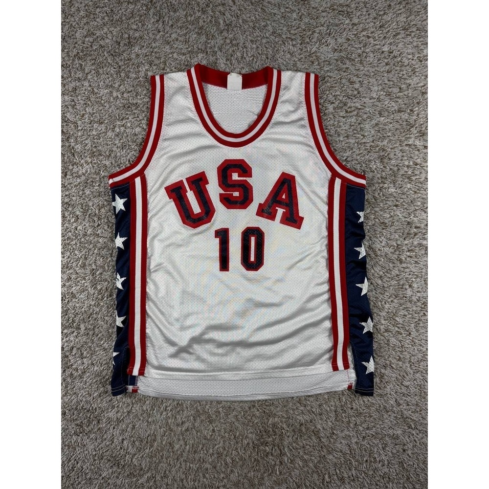 Vintage 90s USA Basketball Jersey #10 Action Quality Teamwear Stars XL